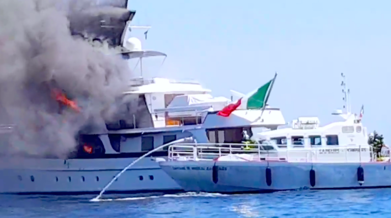 Italian luxury yacht fire off Nice