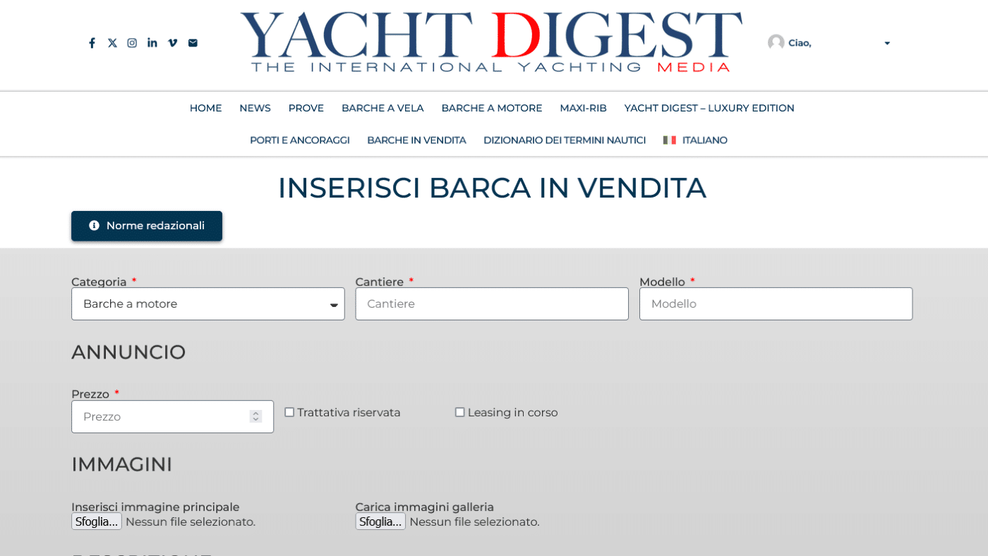 inserisci barca in vendita